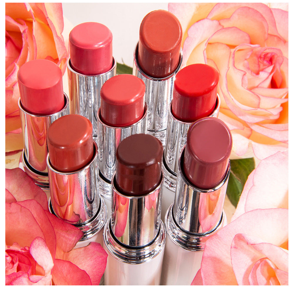 Rosy lipstick collection tube showing vibrant charming red lip color enriched with rose essential oil — view 2