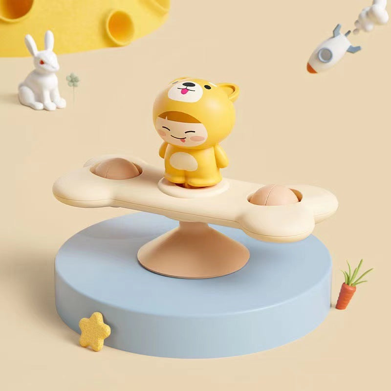 Rotating puppy educational toy, colorful plastic suction cup spinner for toddler high chairs and tables