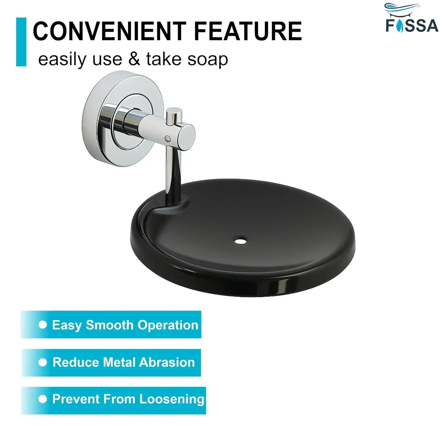 Round wall mounted stainless steel soap dish with a modern matte silver and black finish — view 3