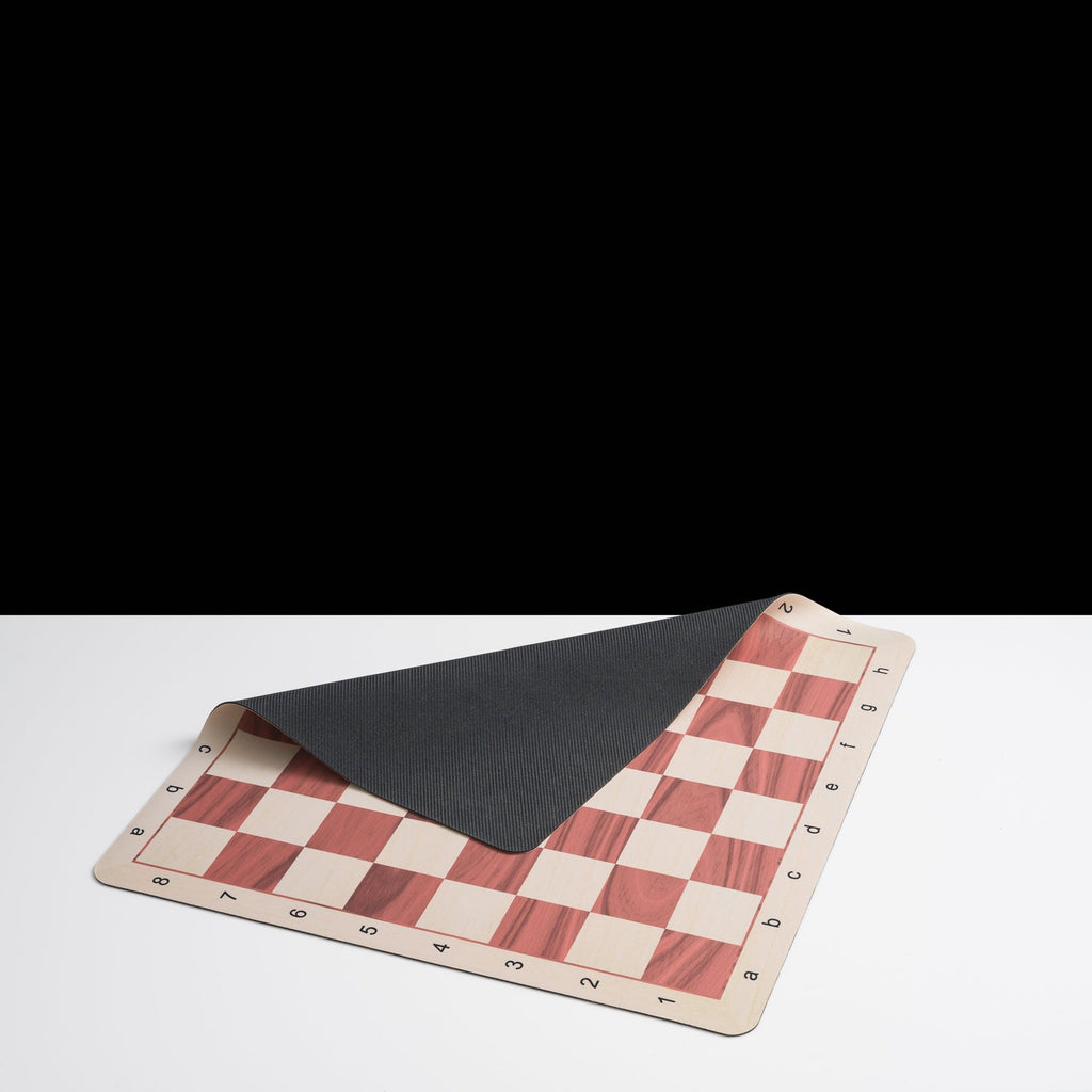 50cm rubber chess board with red and cream squares in natural wood look — view 2