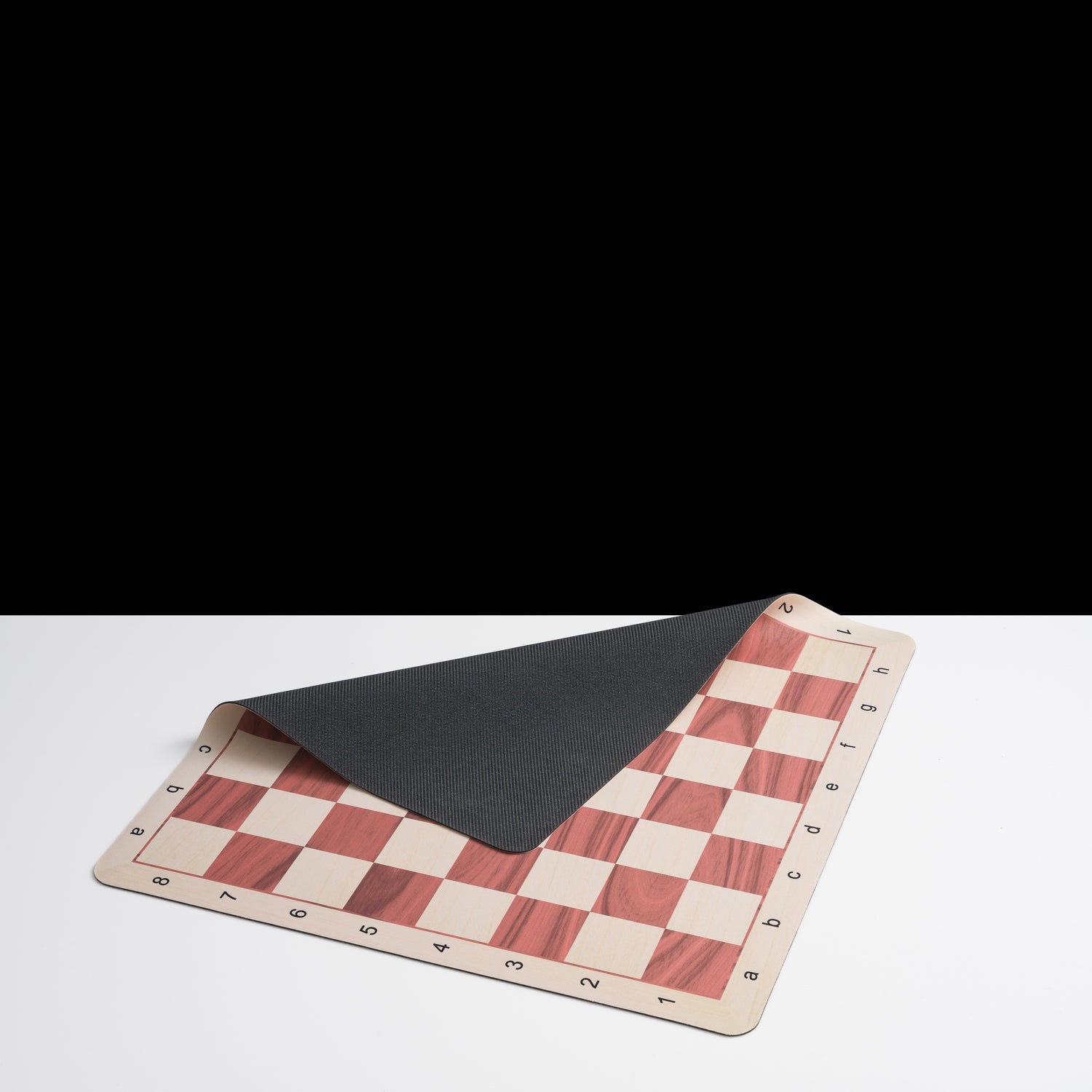 50cm rubber chess board with red and cream squares in natural wood look — view 2