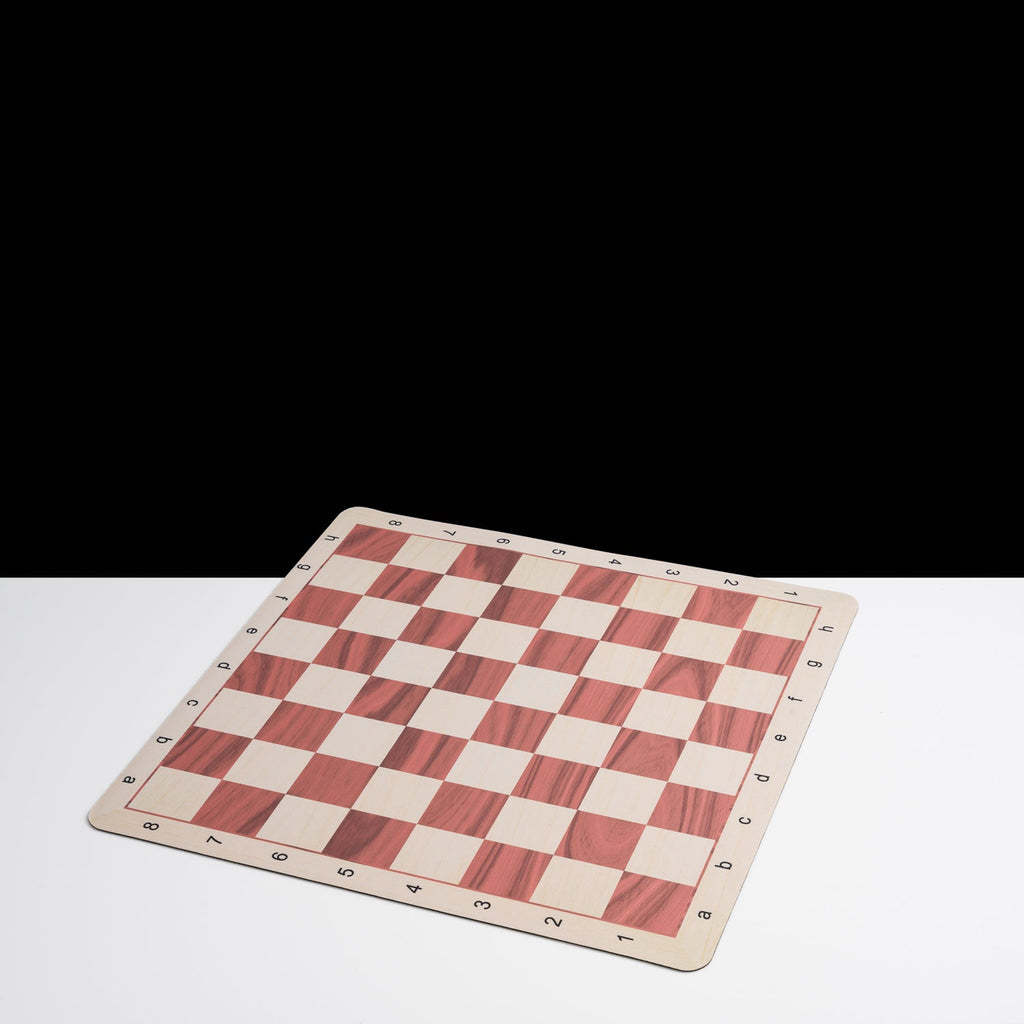 50cm rubber chess board with red and cream squares in natural wood look