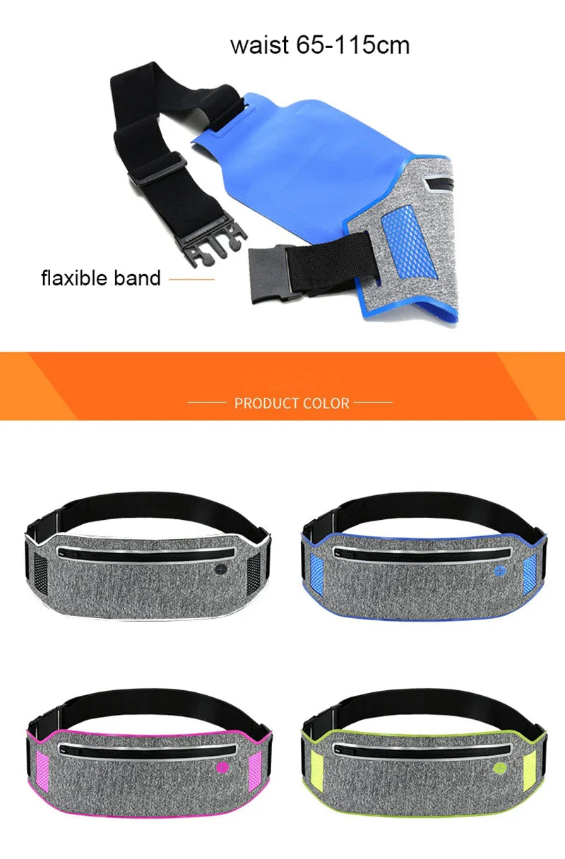 NNEOBA running belt bag sports fanny pack in waterproof lycra with secure zipper and adjustable strap — view 4