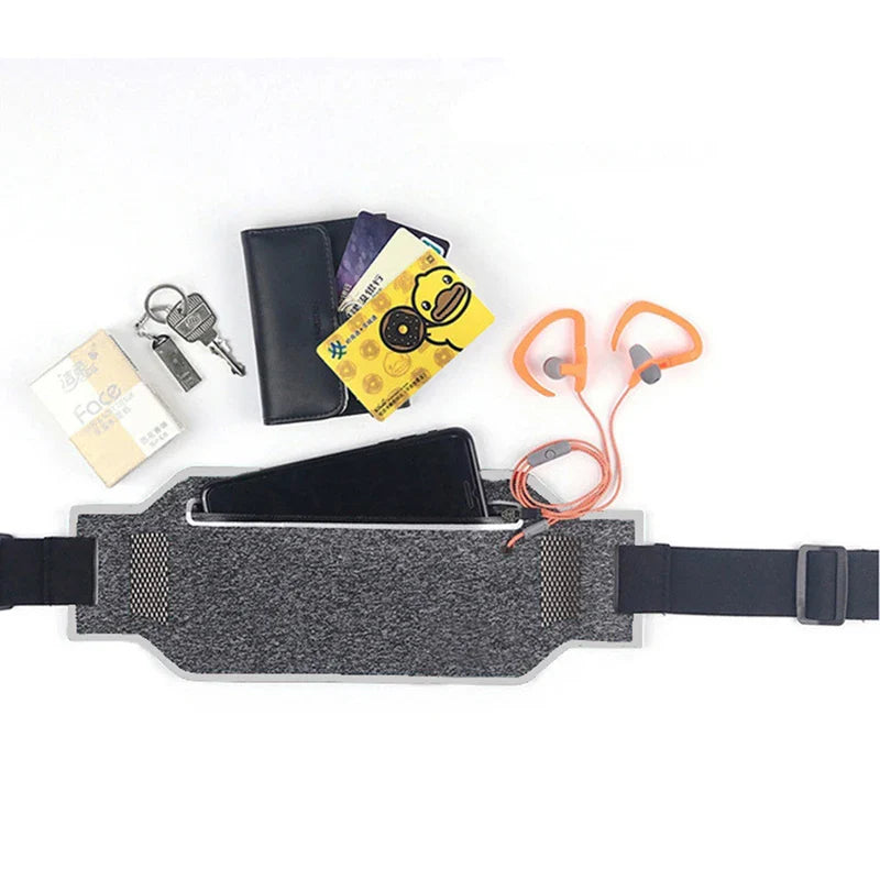 NNEOBA running belt bag sports fanny pack in waterproof lycra with secure zipper and adjustable strap — view 3