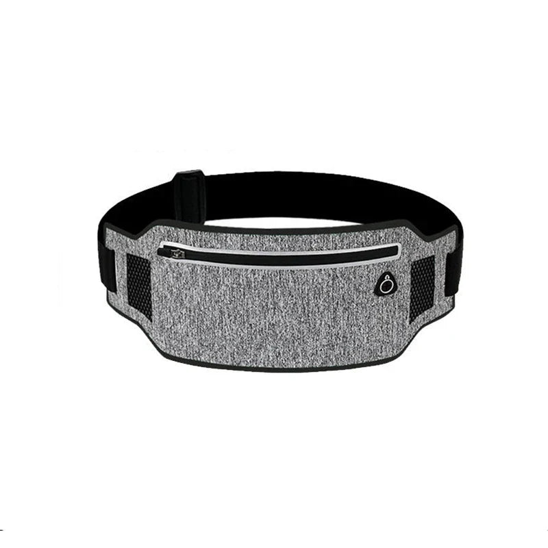 Waterproof running belt bag and sports fanny pack with reflective safety stripe and adjustable waist strap
