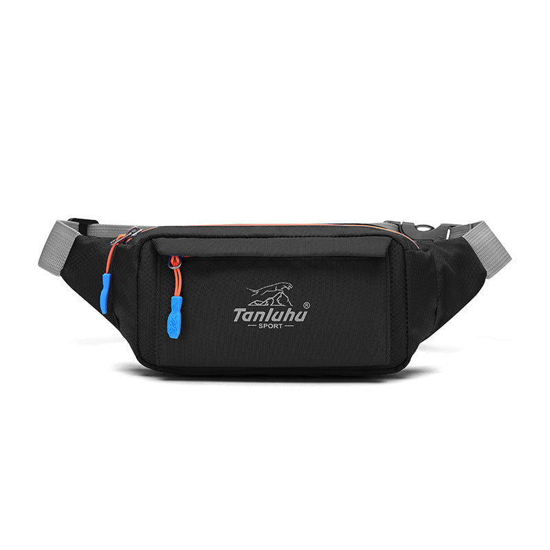 Running waist bag and sports belt pouch securely holding a mobile phone during a workout