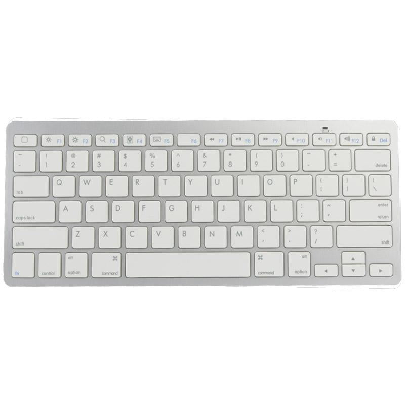 Ultra-thin white and silver Bluetooth keyboard for tablets, smartphones, and gaming consoles — view 2