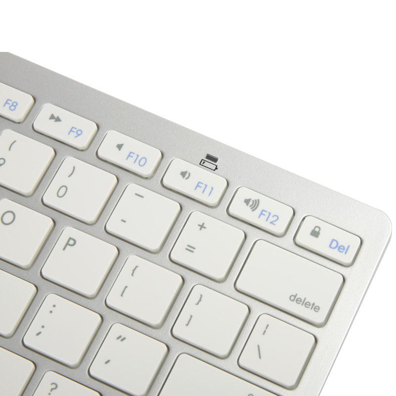 Ultra-thin white and silver Bluetooth keyboard for tablets, smartphones, and gaming consoles — view 4