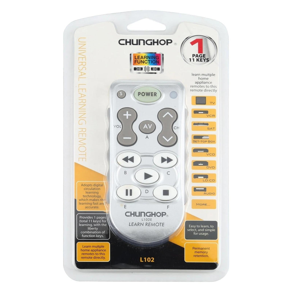 White NNEIDS universal learning remote control with 11 programmable function keys — view 4