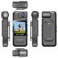 Black WiFi mini body camera with wearable back clip color display screen and adjustable lens