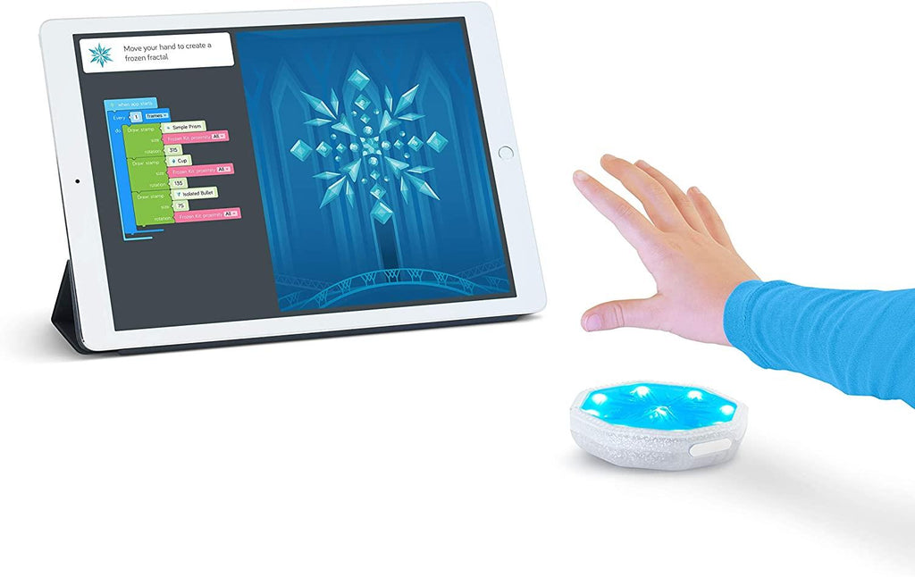 Kano Disney Frozen 2 coding kit box and motion sensor components with app interface displayed. — view 2