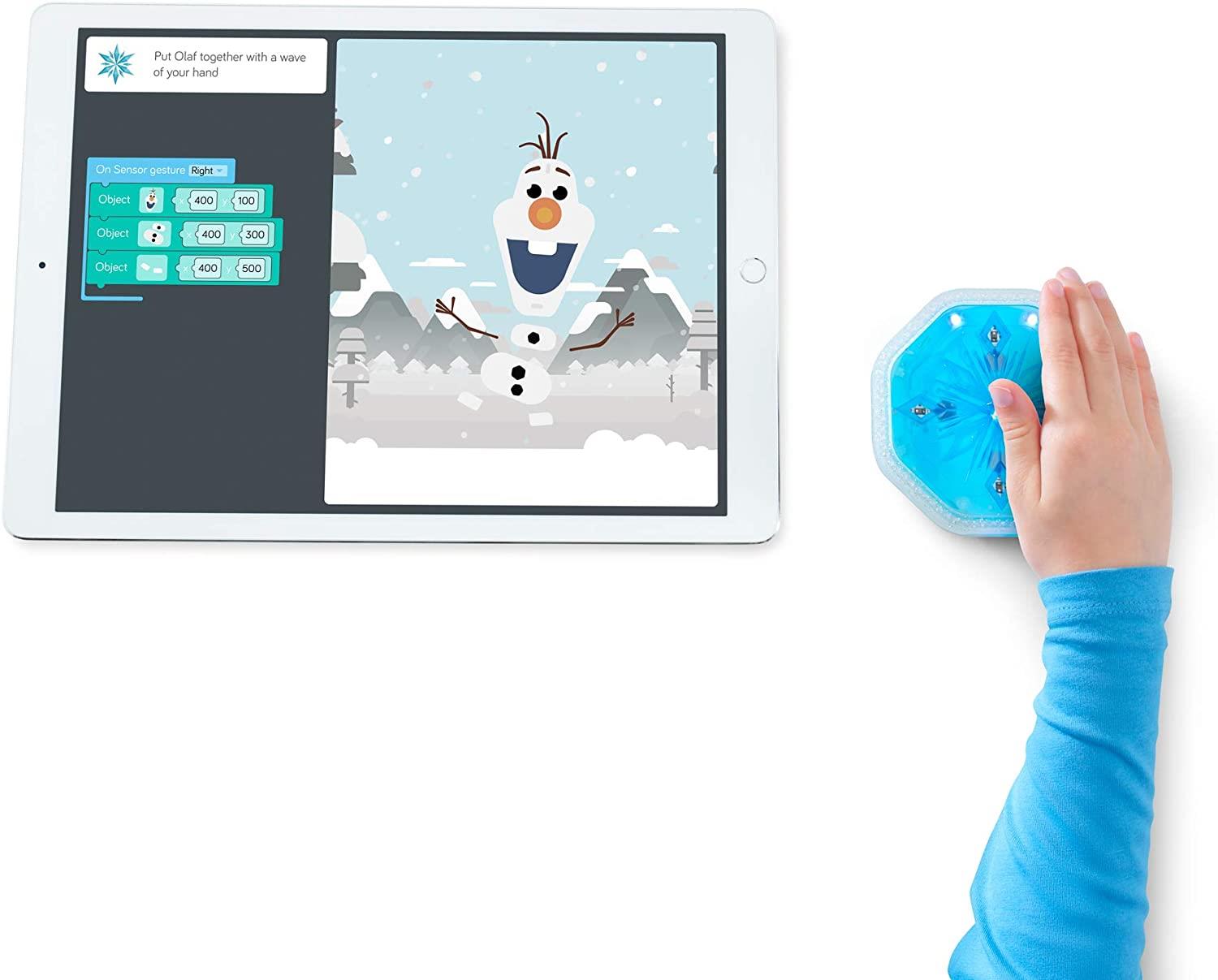 Kano Disney Frozen 2 coding kit box and motion sensor components with app interface displayed. — view 3