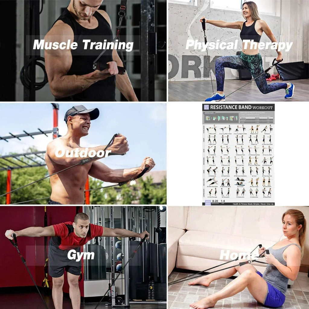 11-piece 300lb resistance band set with handles, ankle straps, and door anchor for home gyms — view 5
