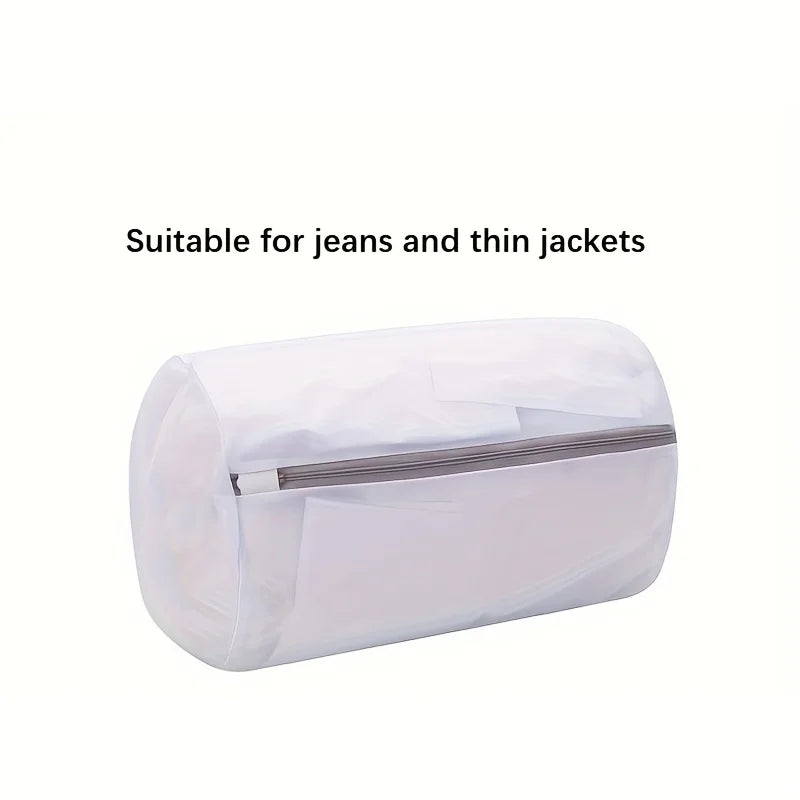 Versatile white mesh shoe washing bag with zipper closure for protecting sneakers and delicate laundry — view 2