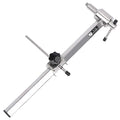 Silver stainless steel bicycle derailleur hanger alignment gauge tool for precise gear shifting.