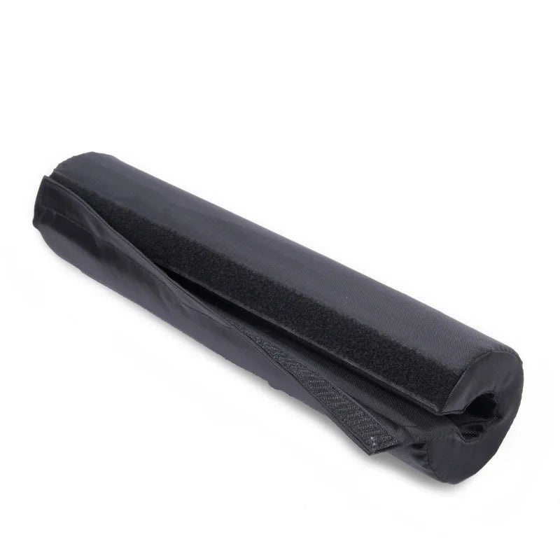 Black OBA fitness barbell pad with oxford cloth cover on a standard Olympic weightlifting bar