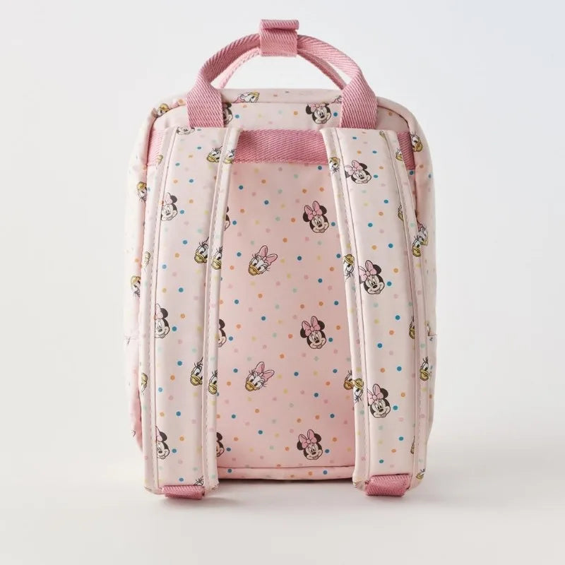 Mini school backpack featuring a Minnie Mouse design, top handle, and adjustable straps — view 4