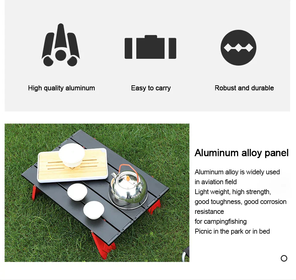 Portable foldable camping table with carry bag set up for an outdoor picnic or barbecue — view 4