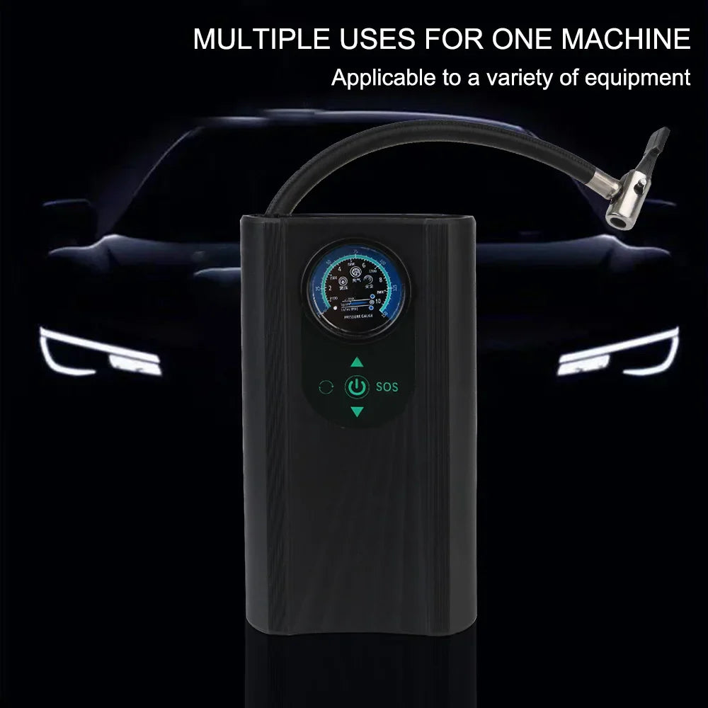 Handheld 12V electric air compressor and black portable tire pump for cars and motorcycles. — view 5