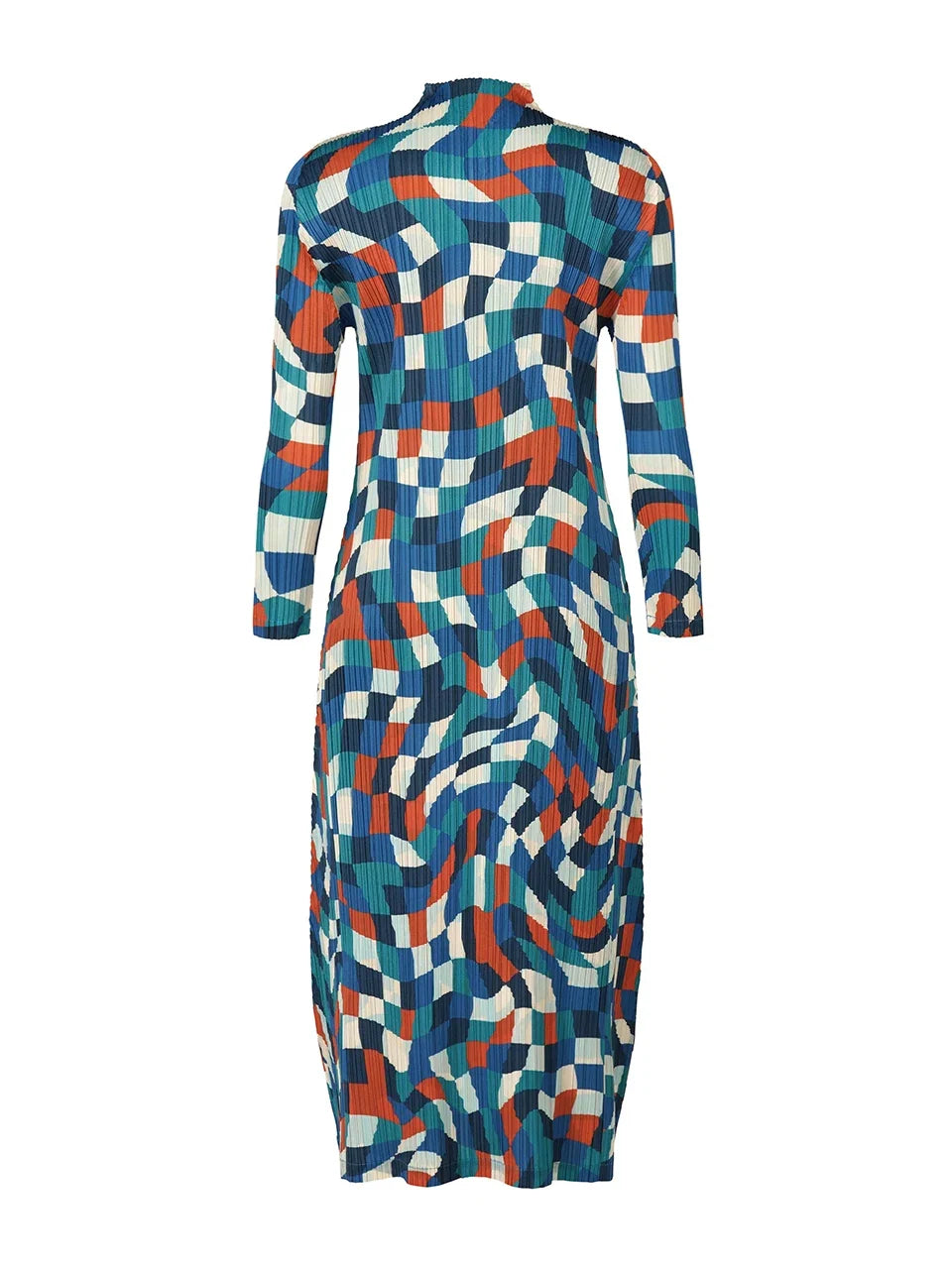 Vibrant Plaid Pleated Maxi Dress-3