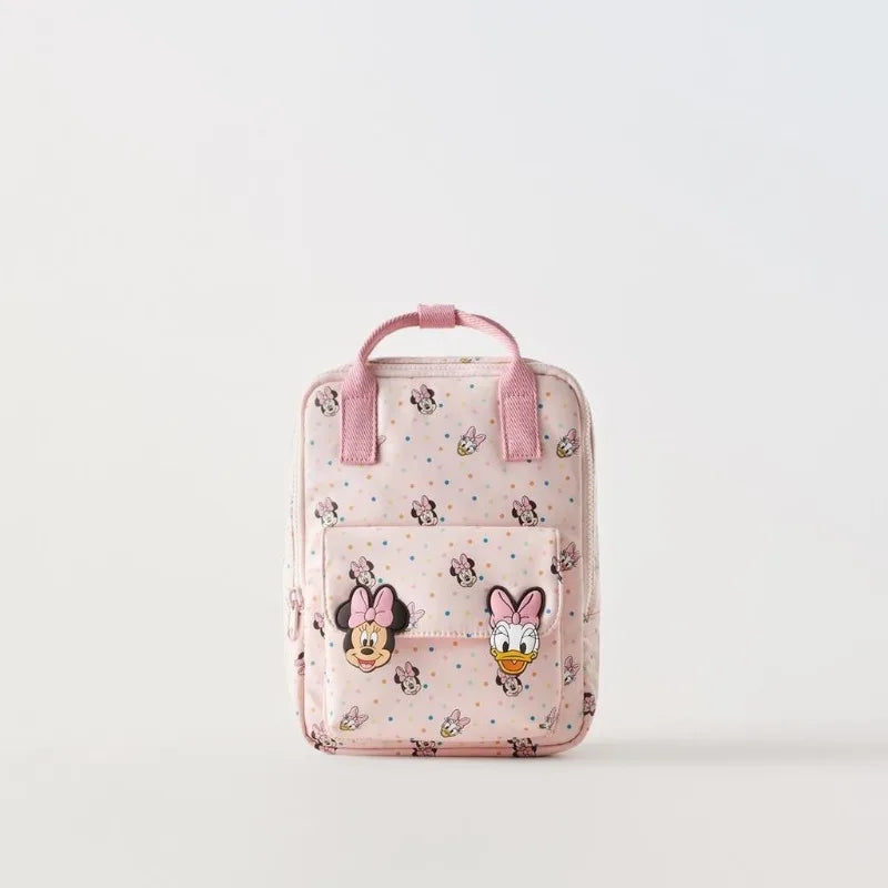 Mini school backpack featuring a Minnie Mouse design, top handle, and adjustable straps — view 2
