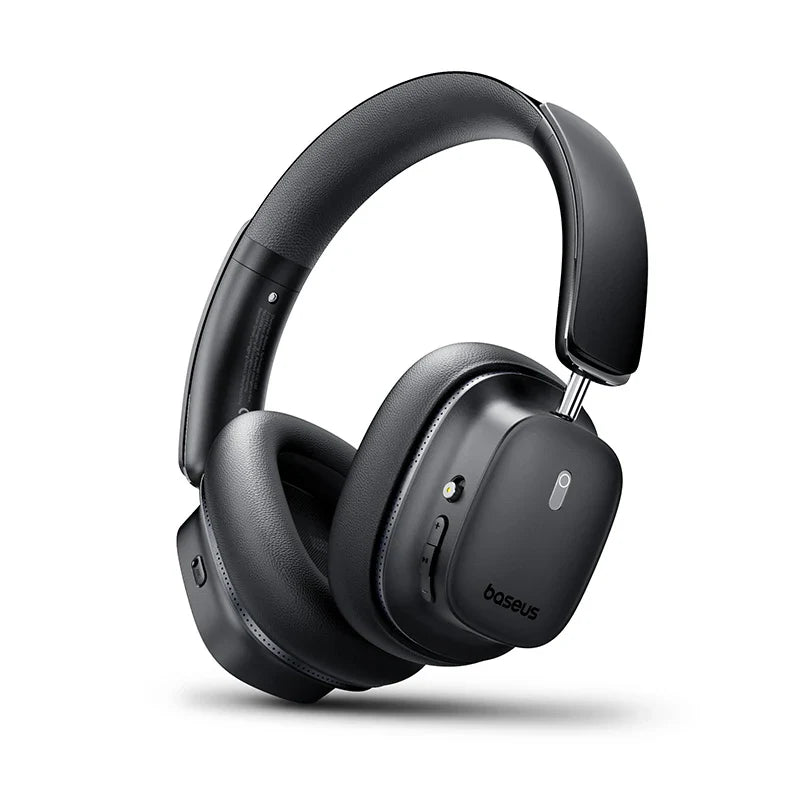 Black wireless over-ear headphones featuring padded ear cushions and sleek modern adjustable headband