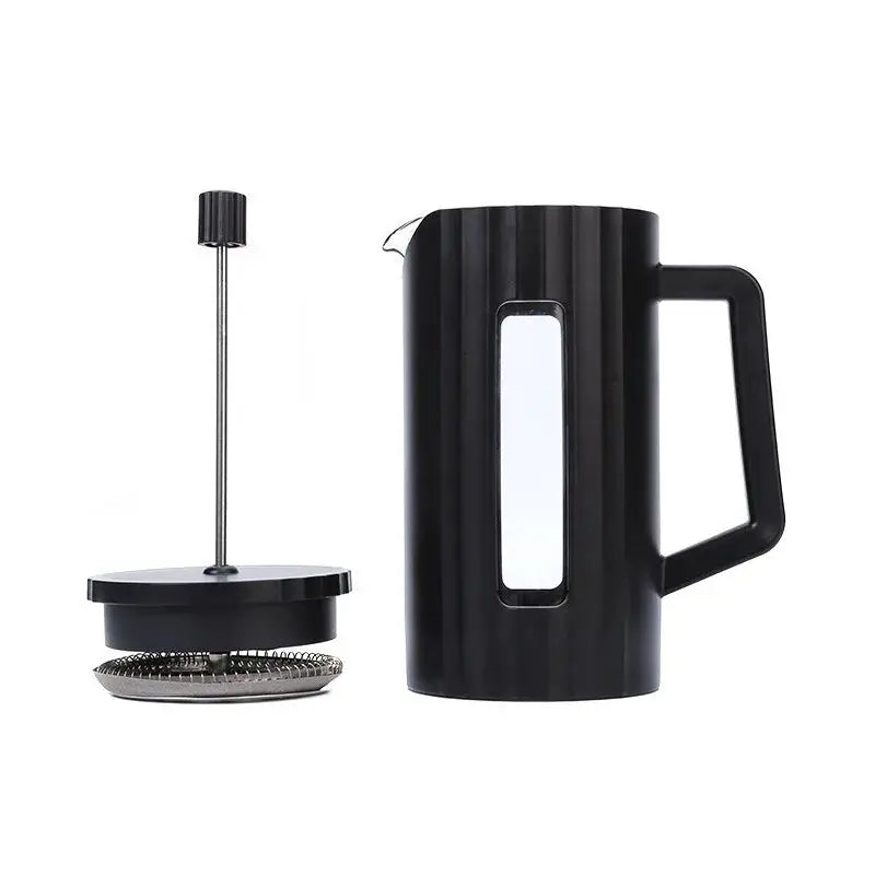 Borosilicate French Press coffee maker in black with glass carafe and stainless steel mesh filter — view 3