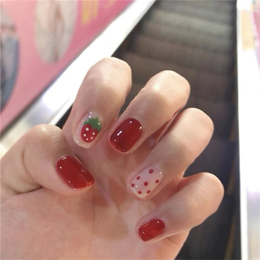 White Small Flower Acrylic Press-On Nails-50