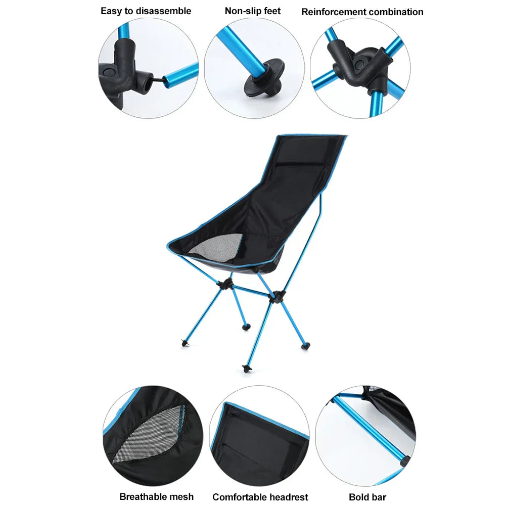 NNEOBA foldable outdoor camping chair with durable fabric and collapsible frame for portable seating — view 3