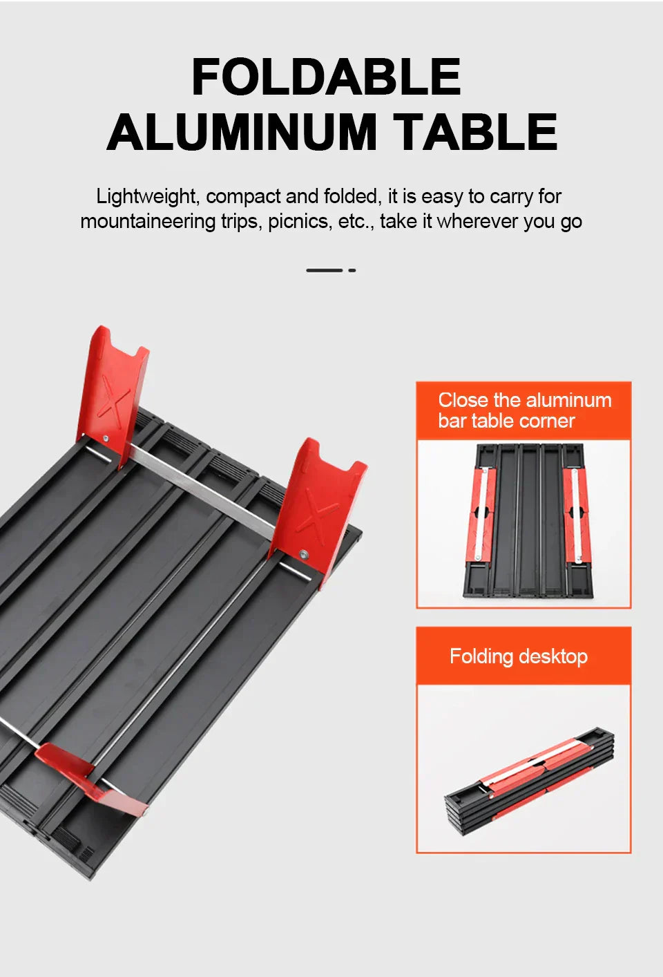Portable foldable camping table with carry bag set up for an outdoor picnic or barbecue — view 5