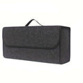 Foldable car trunk organizer in gray soft felt, displaying spacious interior storage compartments