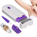 White painless electric shaver and hair removal kit for women, portable beauty grooming tool.