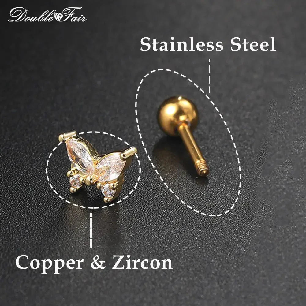 Dainty Y2K silver clicker earring with attached drop chain for helix and cartilage piercings — view 4