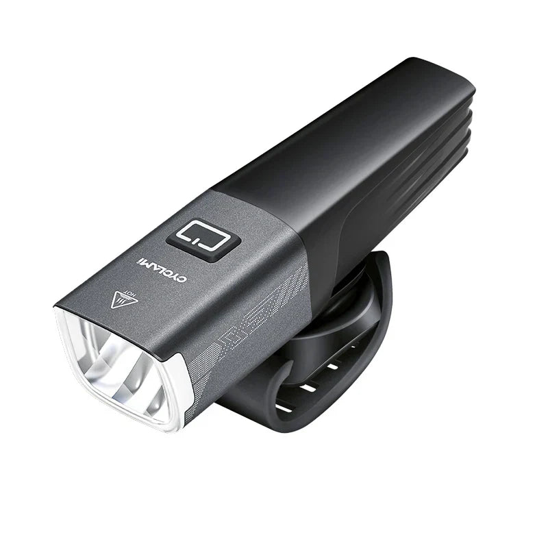1000LM smart bike headlight in black, waterproof cycling accessory with GoPro compatible mounting system
