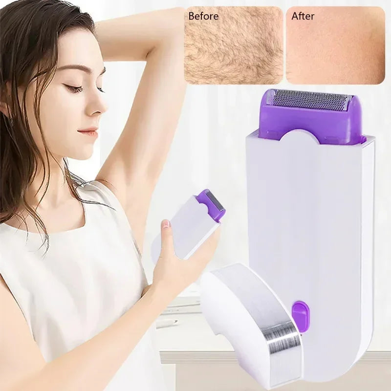 White painless electric shaver and hair removal kit for women, portable beauty grooming tool. — view 2