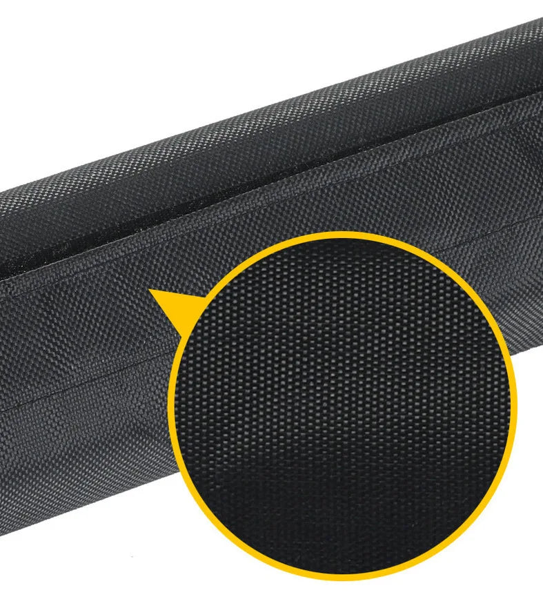 Black OBA fitness barbell pad with oxford cloth cover on a standard Olympic weightlifting bar — view 4