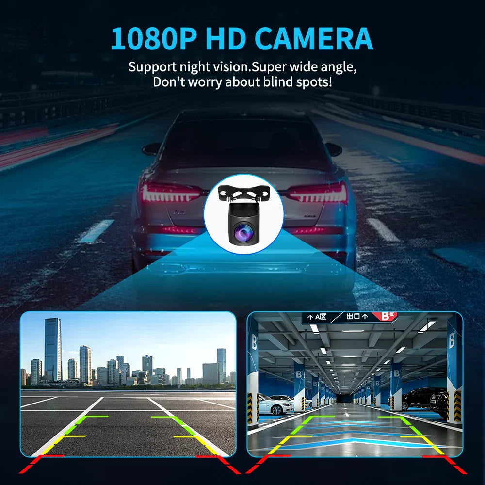 Black universal 1080P HD rearview camera with waterproof casing and wide angle lens for cars — view 3