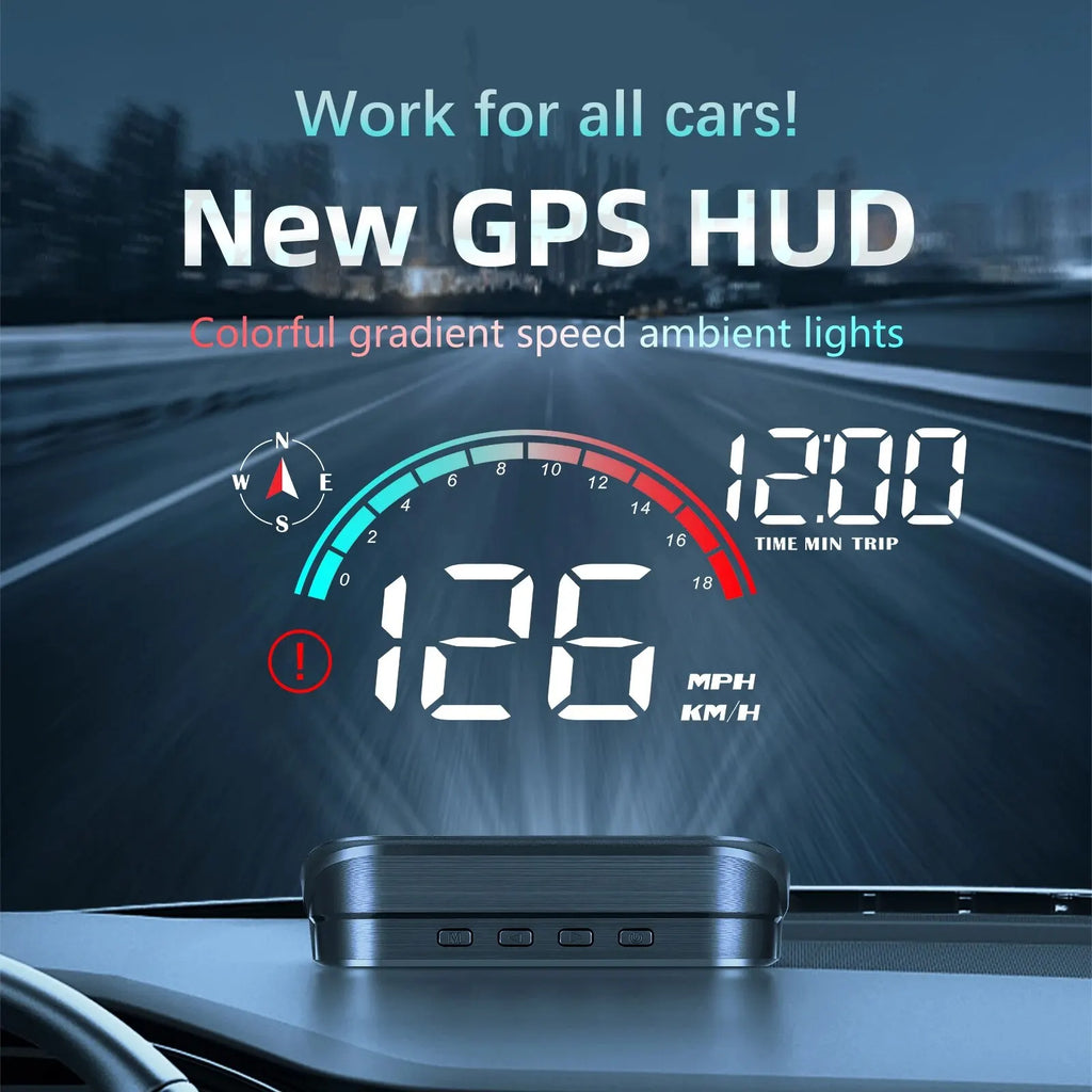 M22 GPS head-up display projecting digital speedometer onto car windshield in black — view 3
