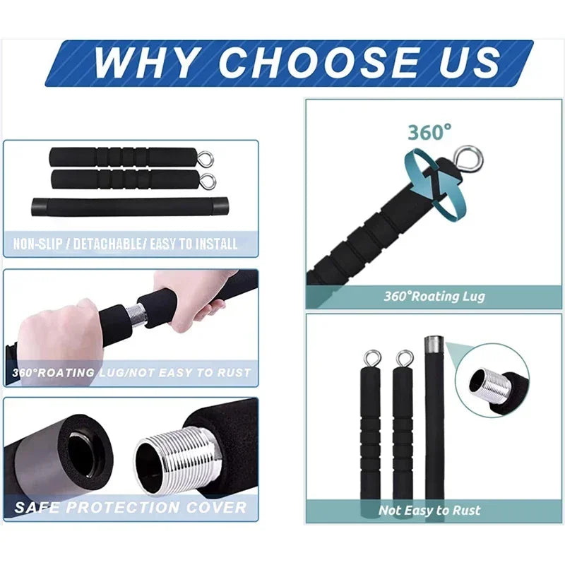 NNEOBA portable pilates bar kit with resistance bands and cushioned handles for home workouts. — view 4