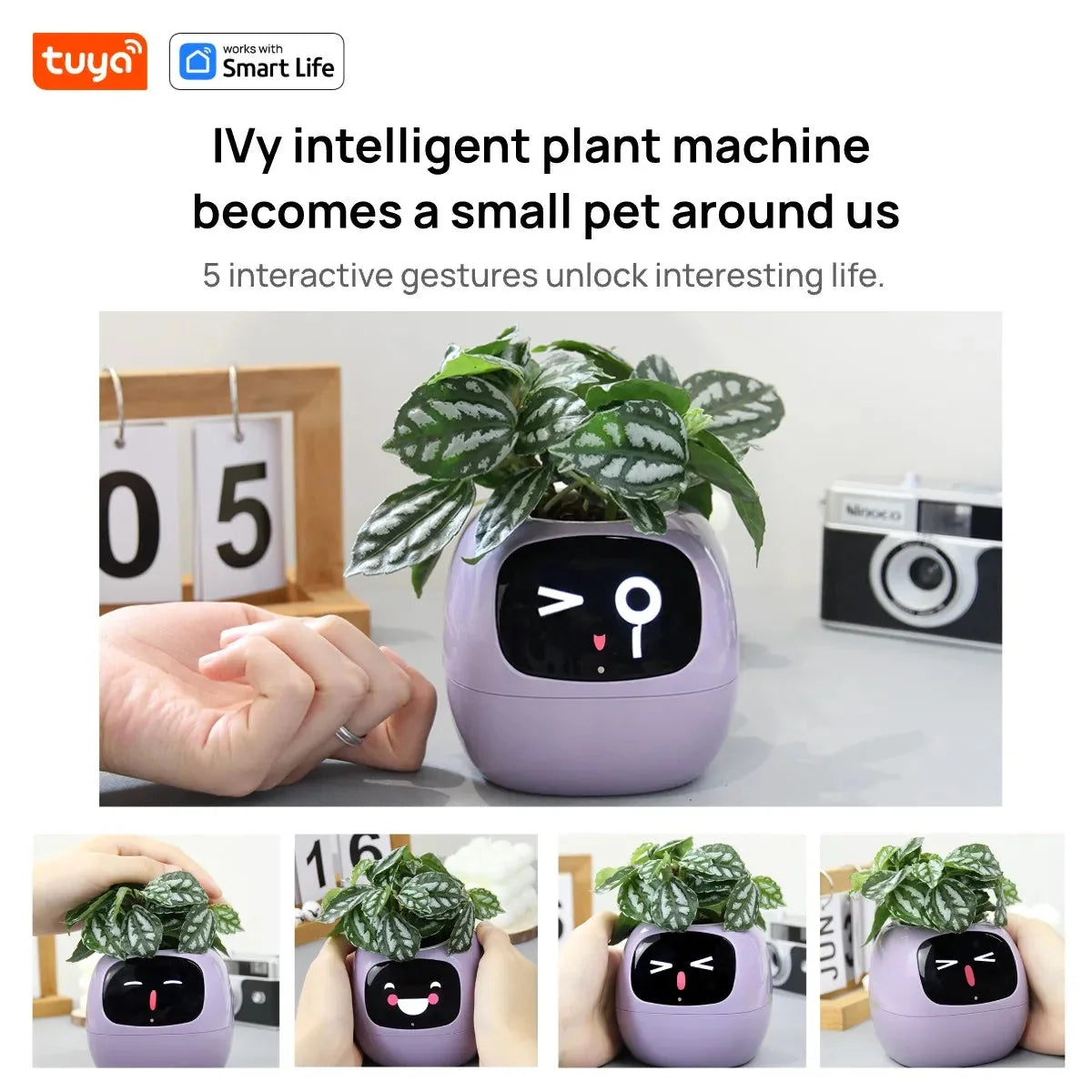 Tuya Ivy Smart Planter,Endless Fun Over 49 Rich Expressions,7 smart sensors,AI Chips Make Raising Plants Easy and Fun-1