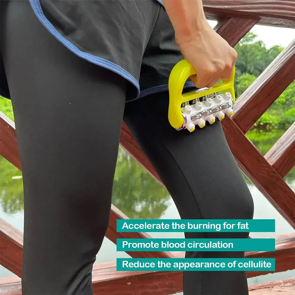 Yellow deep tissue cellulite massage roller and fascia release tool for muscle recovery. — view 5