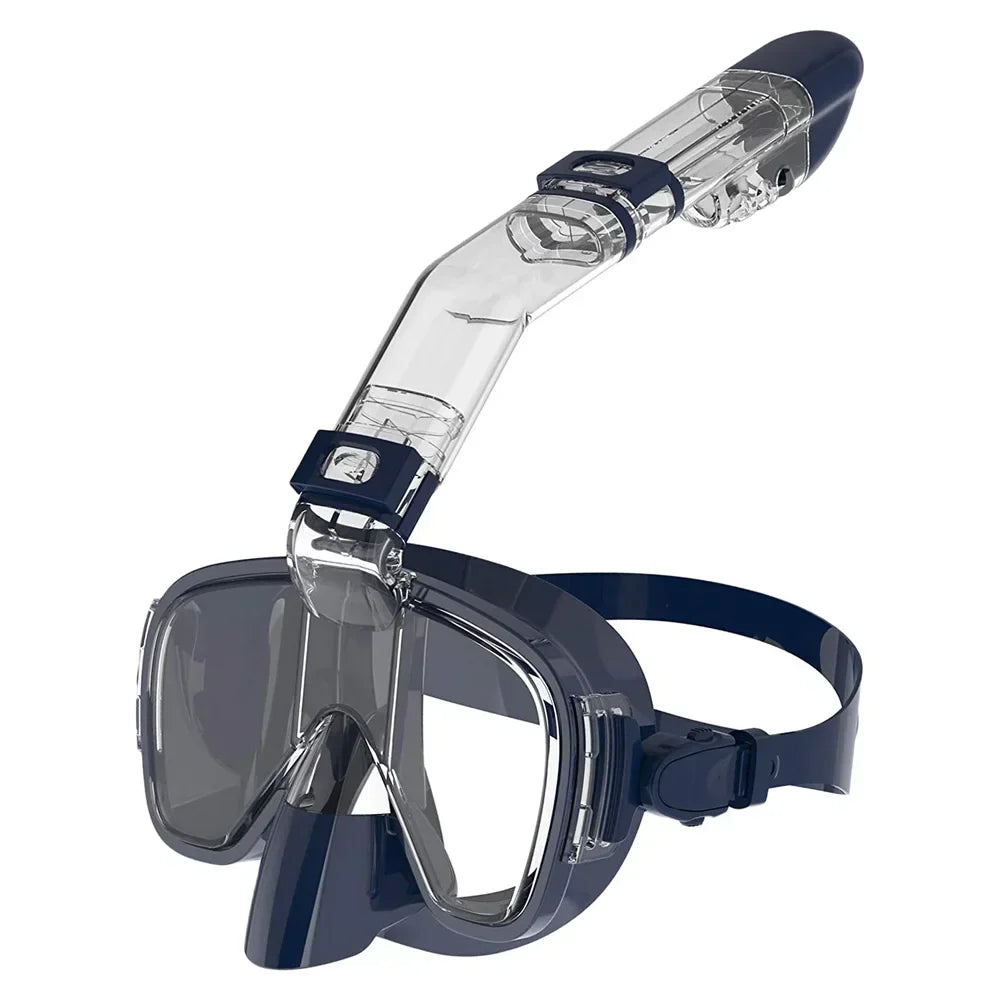 Black NNEOBA full dry top snorkel mask set with panoramic anti-fog lens and silicone skirt — view 5