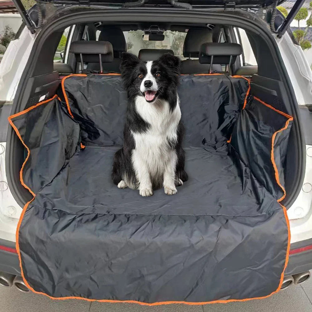 Black waterproof SUV cargo liner installed in trunk protecting interior from dirt and pet hair — view 2