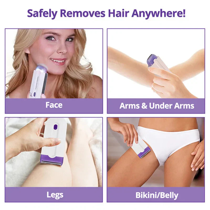 Painless laser touch epilator kit in white with interchangeable trimming nozzles for women — view 5