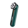 Green 5-in-1 EMS LED facial device with vibration massager for anti-aging skin therapy and rejuvenation