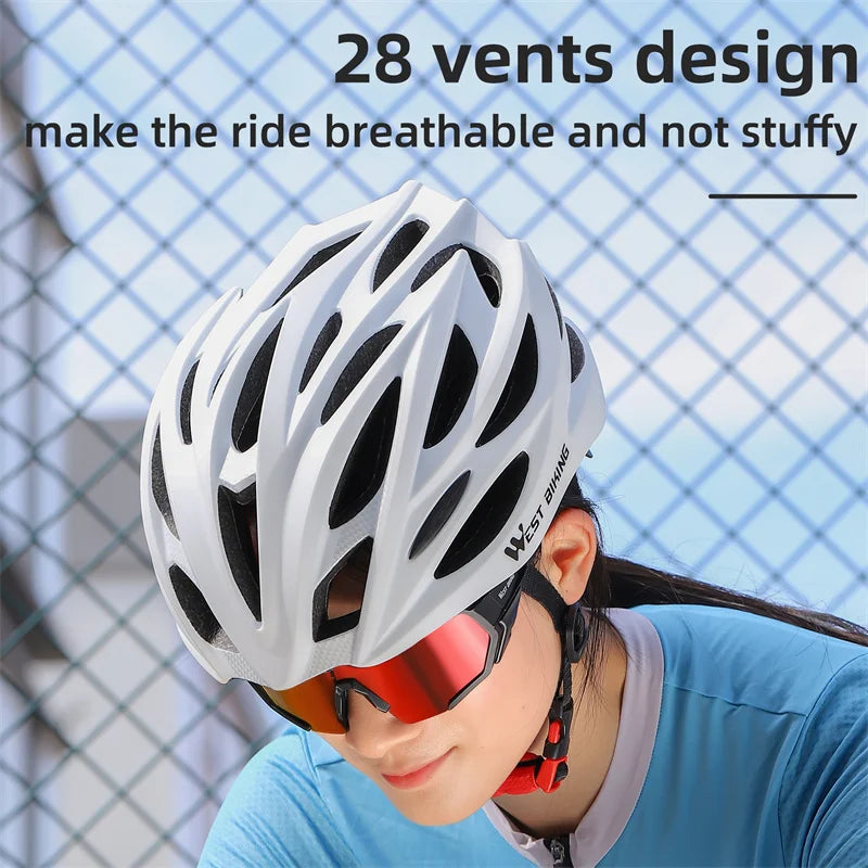 Ultralight white cycling helmet with aerodynamic design, integrated molding, and breathable ventilation slots — view 5