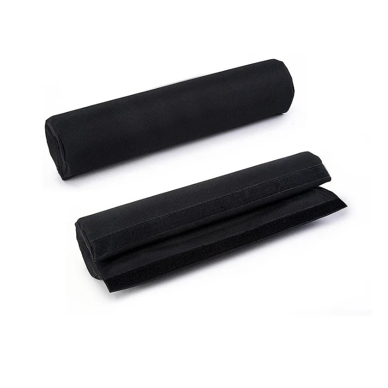 Black OBA fitness barbell pad with oxford cloth cover on a standard Olympic weightlifting bar — view 5