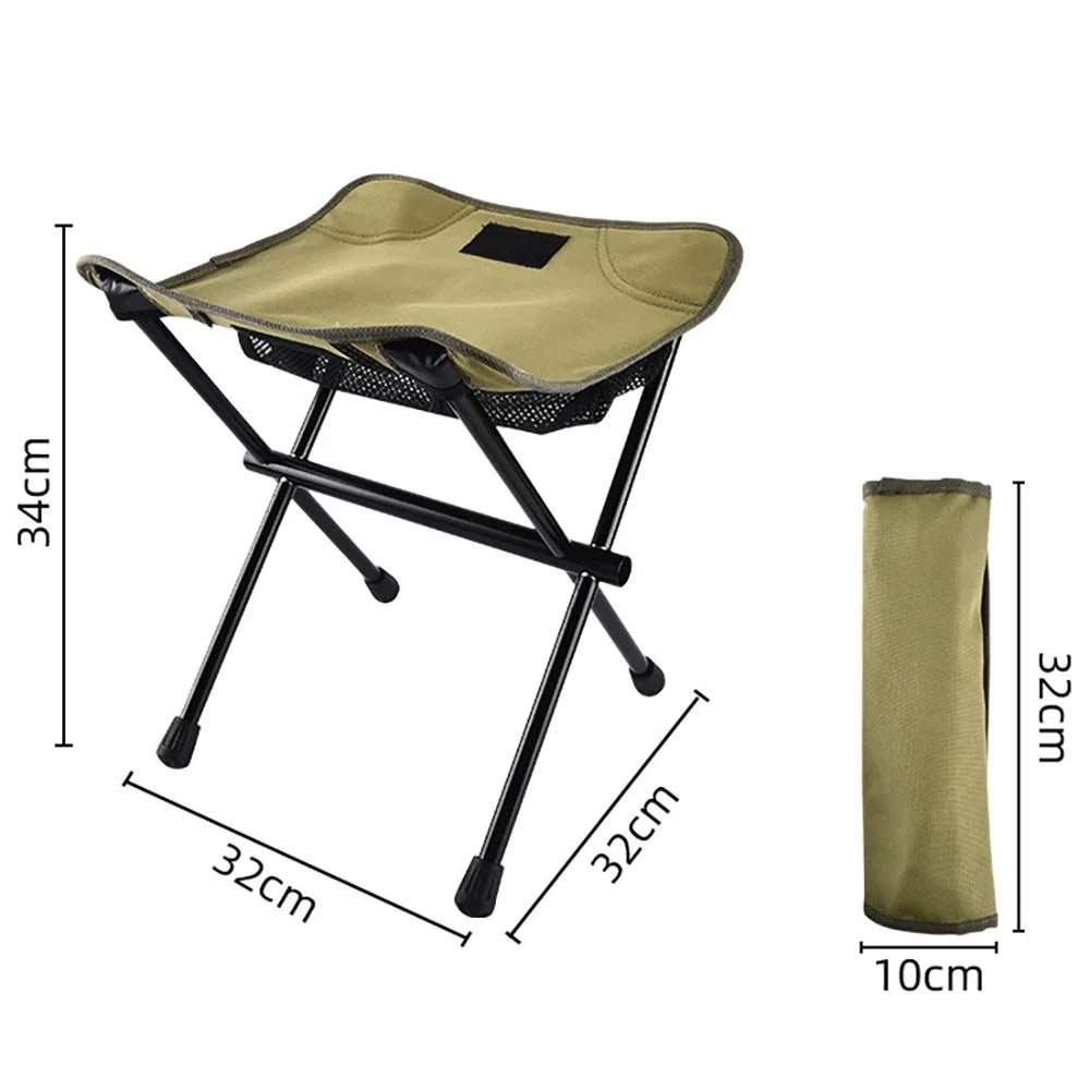 Portable folding camping stool in green Oxford cloth with aluminium frame and storage bag — view 5