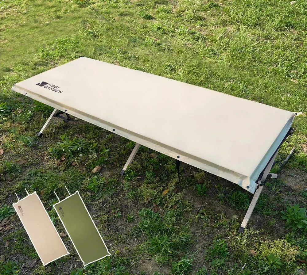 Brown single inflatable camping mattress pad with a thick foam core for outdoor tent setups — view 2