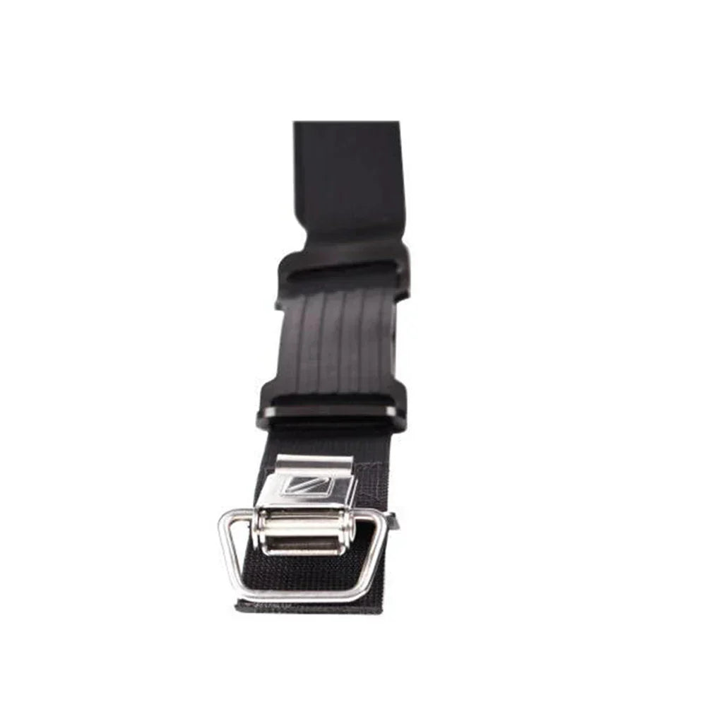 Black nylon scuba diving tank band with stainless steel quick release buckle and anti-slip pad